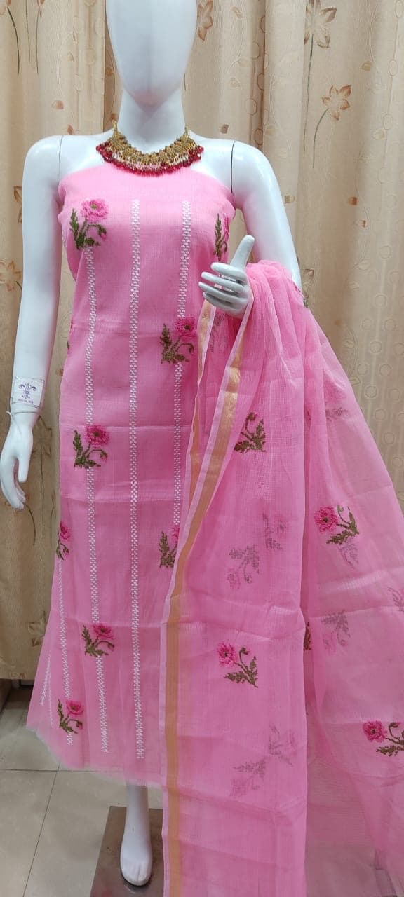 Baby Pink Kota Doria Suit