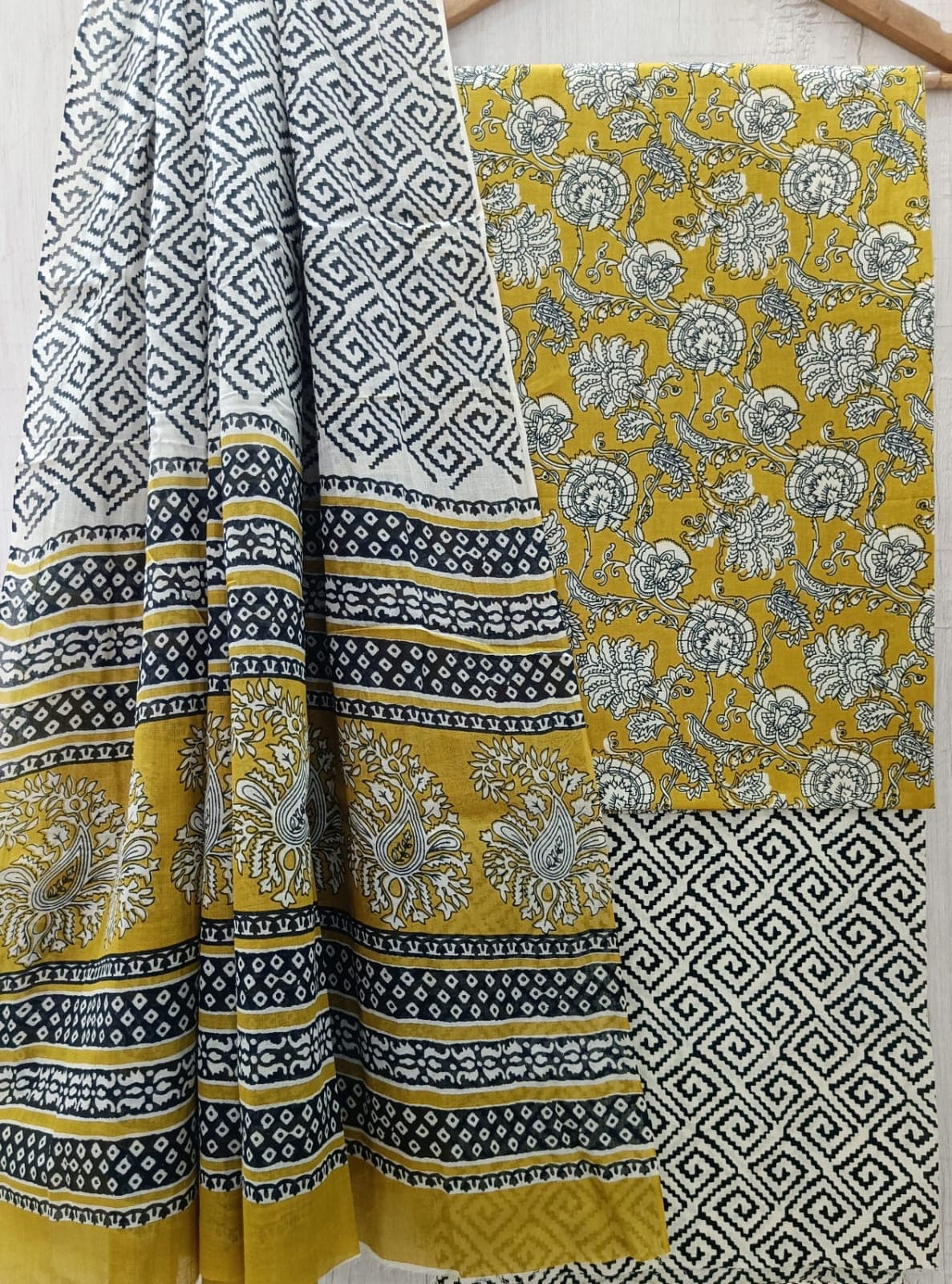 Mustard Black Floral Suit