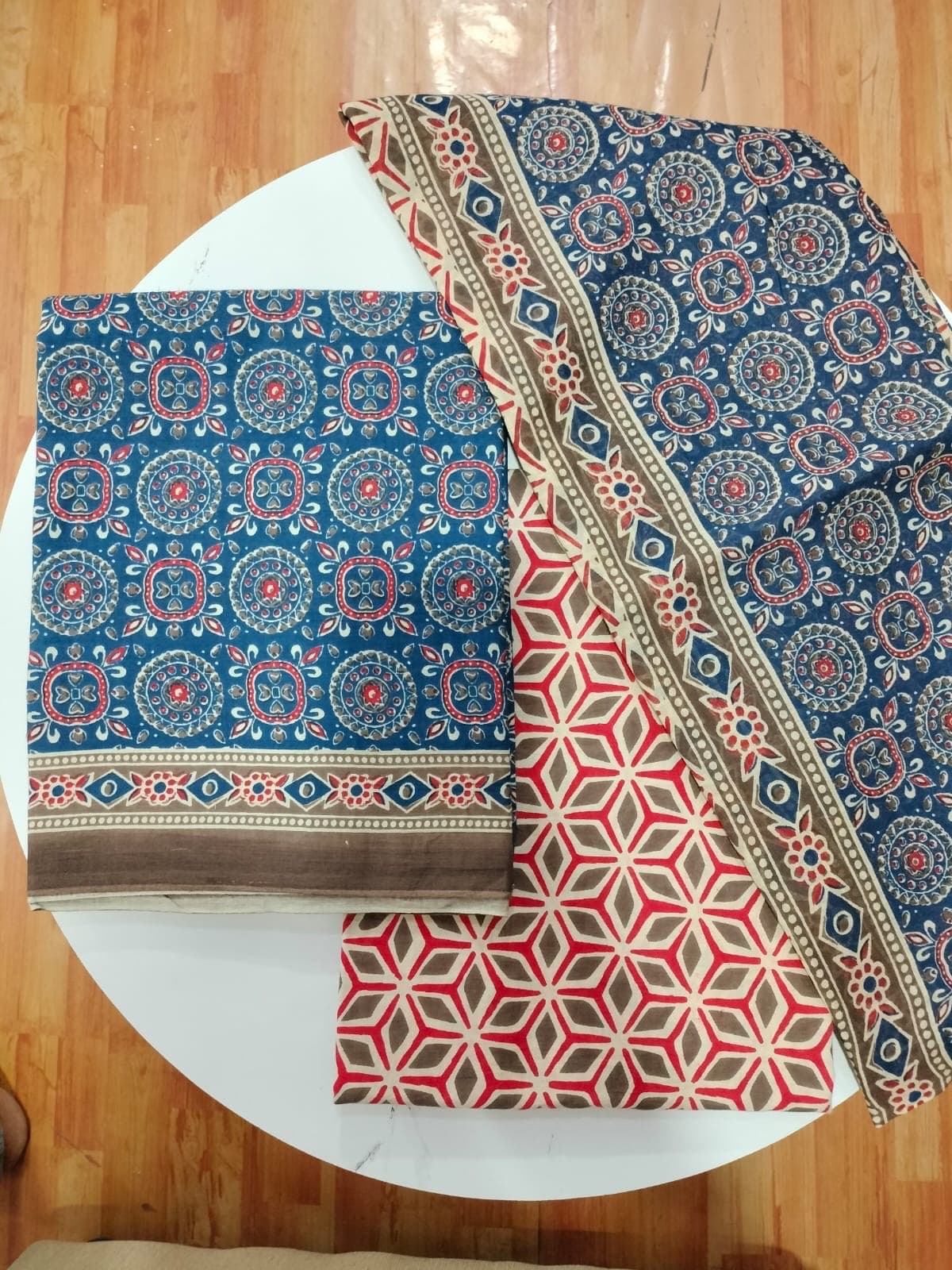 Blue Medallion Print Cotton Suit Set