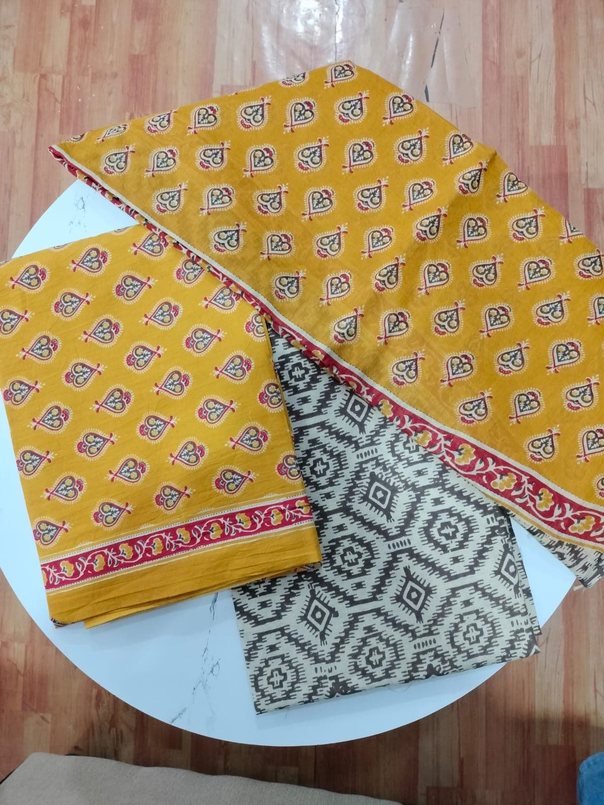 Mustard Yellow Paisley Print Cotton Suit Set
