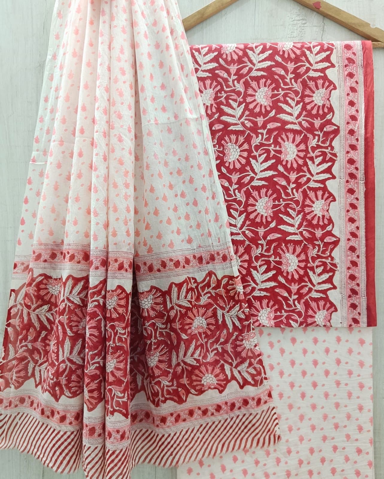 Ivory Red Floral Suit