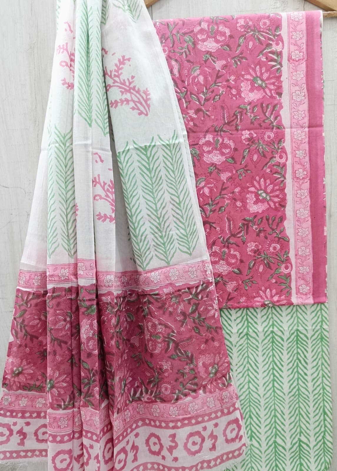 Rose Pink Floral Garden Cotton Suit Set