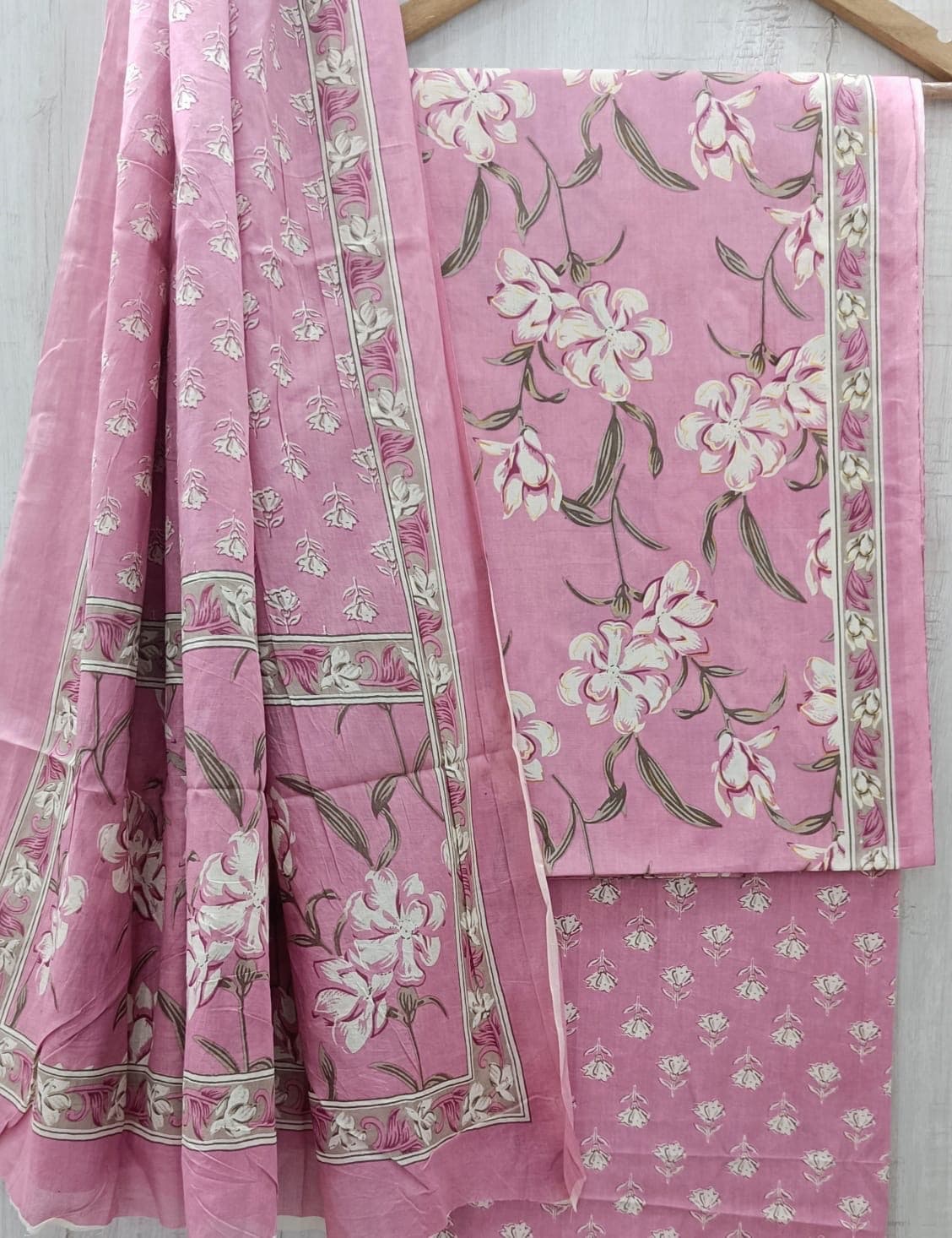 Baby Pink Trailing Lily Cotton Suit Set