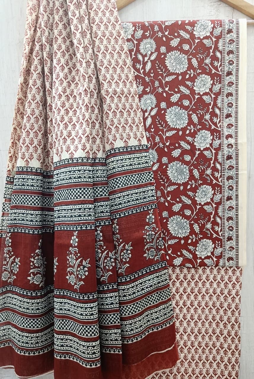 Ivory Maroon Floral Suit